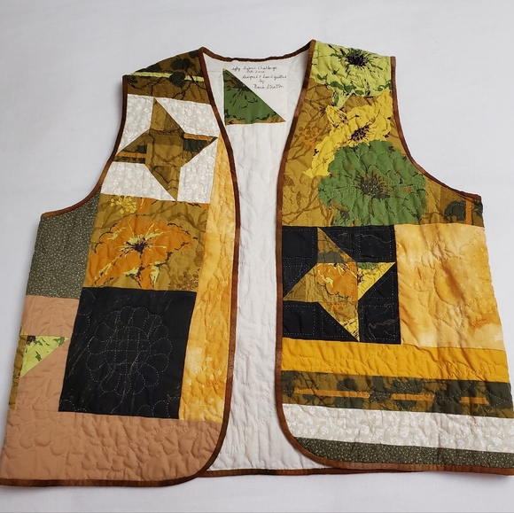Vintage Y2K Handmade Floral Print Quilted Patchwork Vest One Size Boho Chic - Picture 2 of 14